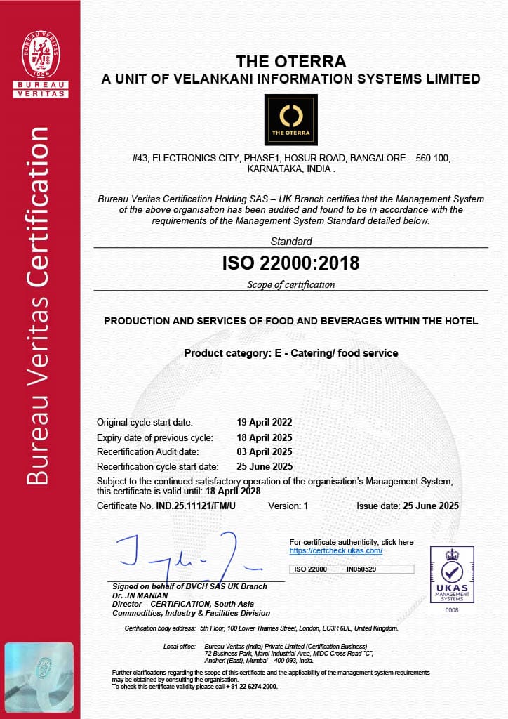 ISO 22000:2018 Certificate
