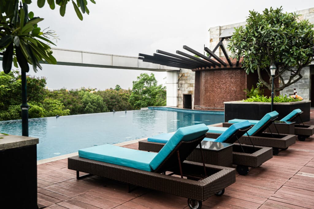 Poolside loungers at The Oterra
