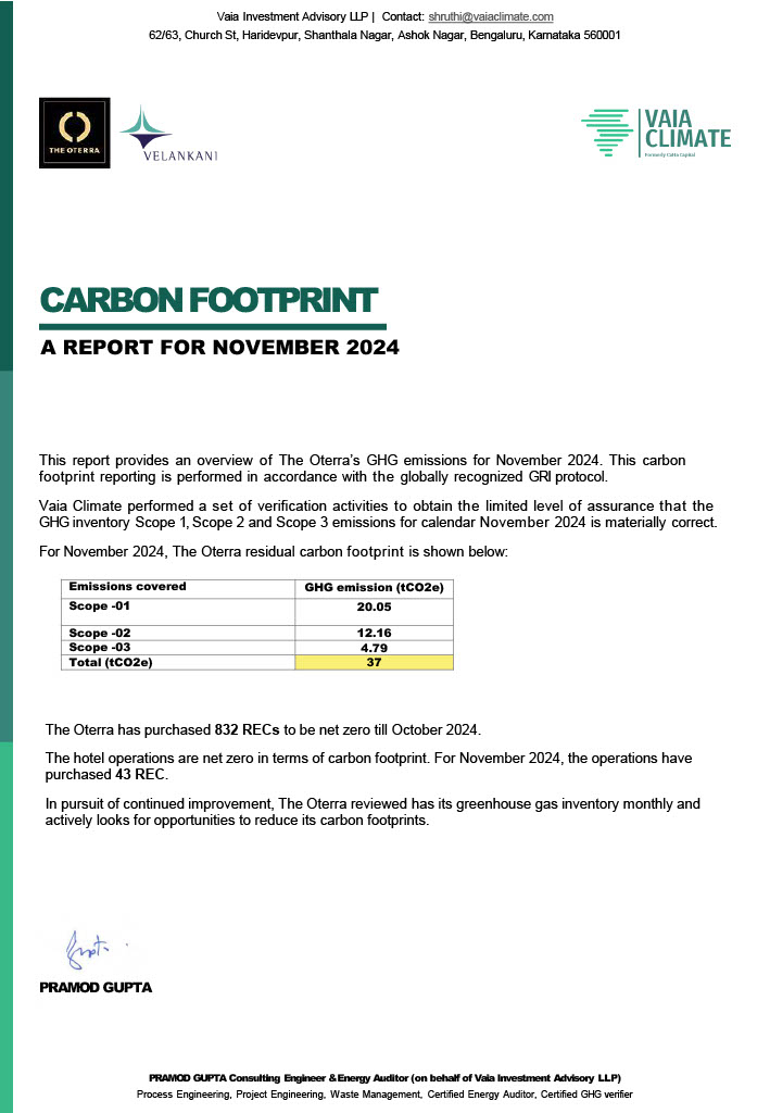 Carbon Foot Print Report for November 2024